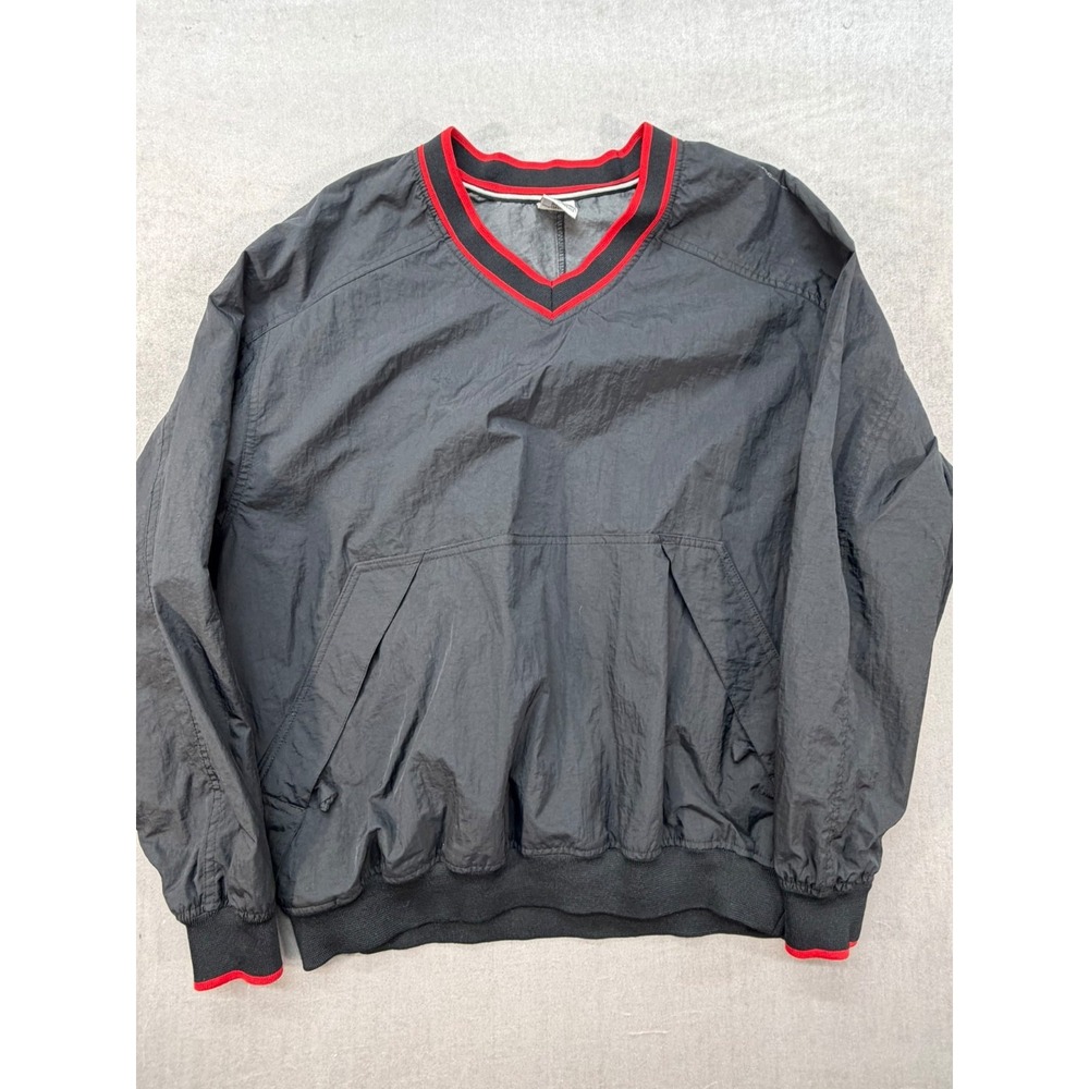 Vintage Nike Mens Rain Jacket Pullover black Red Zip Pockets Size Medium Nylon P